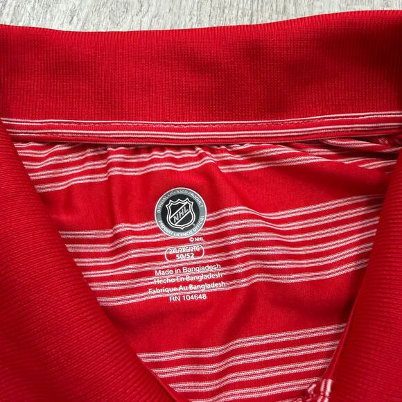 NHL Detroit Red Wings Polo Shirt Men's 2XL Red White Striped Hockey Preppy - Picture 4 of 8